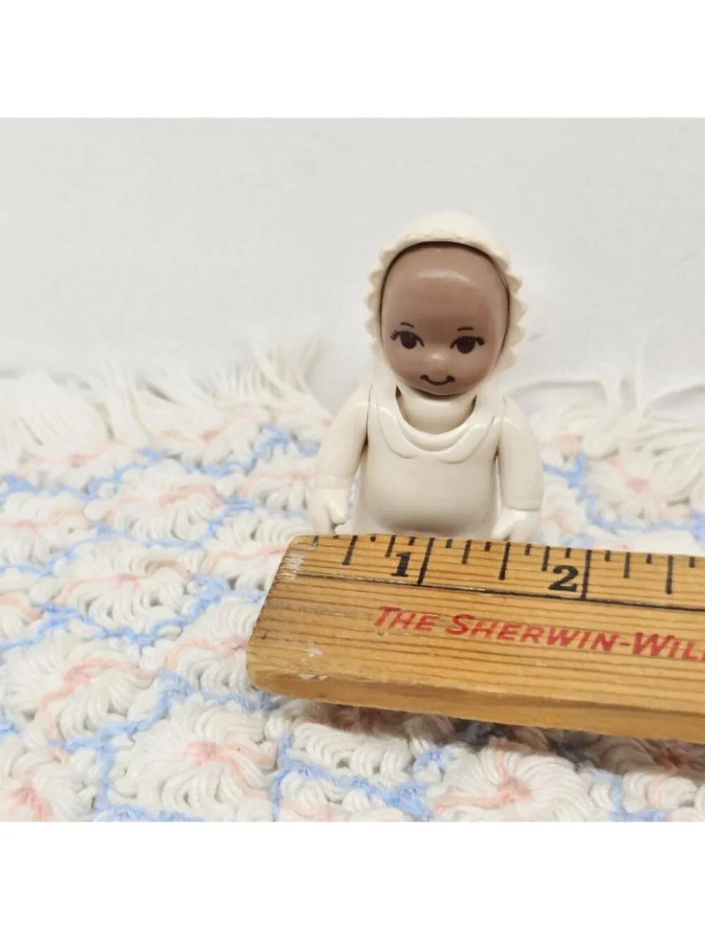 Rare -Little Tikes African American Baby Figure With White Outfit Gender Neutral